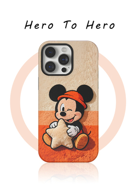 ins风橙色米奇适用苹果华为小米手机壳17promax磁吸iPhone16新款15可爱卡通14趣味个性13小众高级感12手机壳