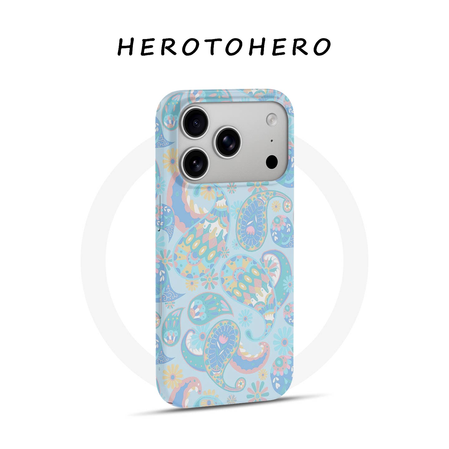 淡蓝腰果花  适用苹果华为手机壳18promax磁吸iPhone17新款民族风16文艺15ins艺术小众14高级不撞壳13手机壳