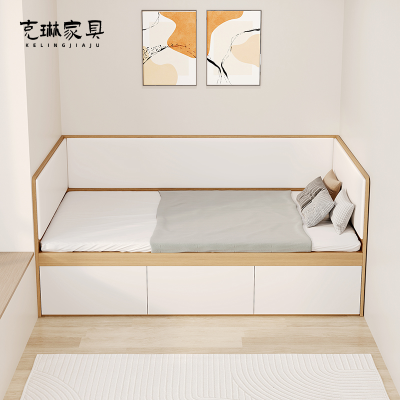 ENF级实木榻榻米儿童高箱带围栏