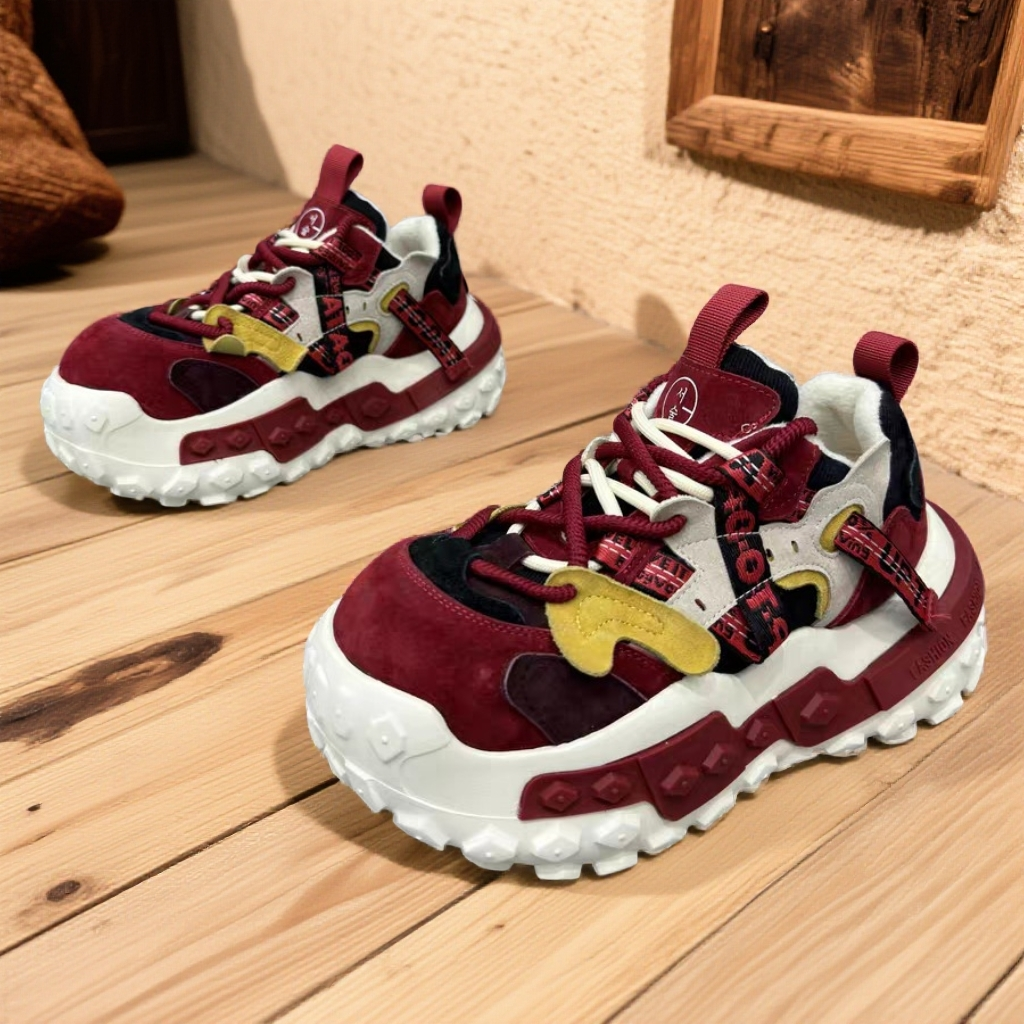 2026新款秋季复古增高拼色男女厚底轮胎鞋百搭ins风软底潮老爹鞋,女鞋,时尚休闲鞋,淘宝优惠券,粉丝福利购,淘宝优惠卷