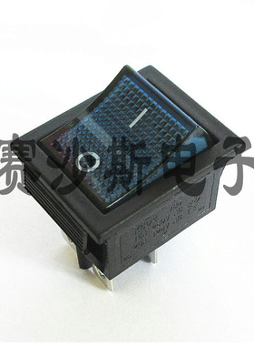 KCD4船型开关 翘板电源按钮 2档4脚蓝色带灯 16A 250V 31x25