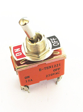 普通橙色E-TEN1221摇头摇臂拨动开关4脚2档两双刀开关孔径12MM