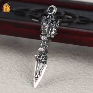 仿古纯银普巴金刚杵挂件钥匙扣吊坠古玩饰品手串念珠配饰可定纯金