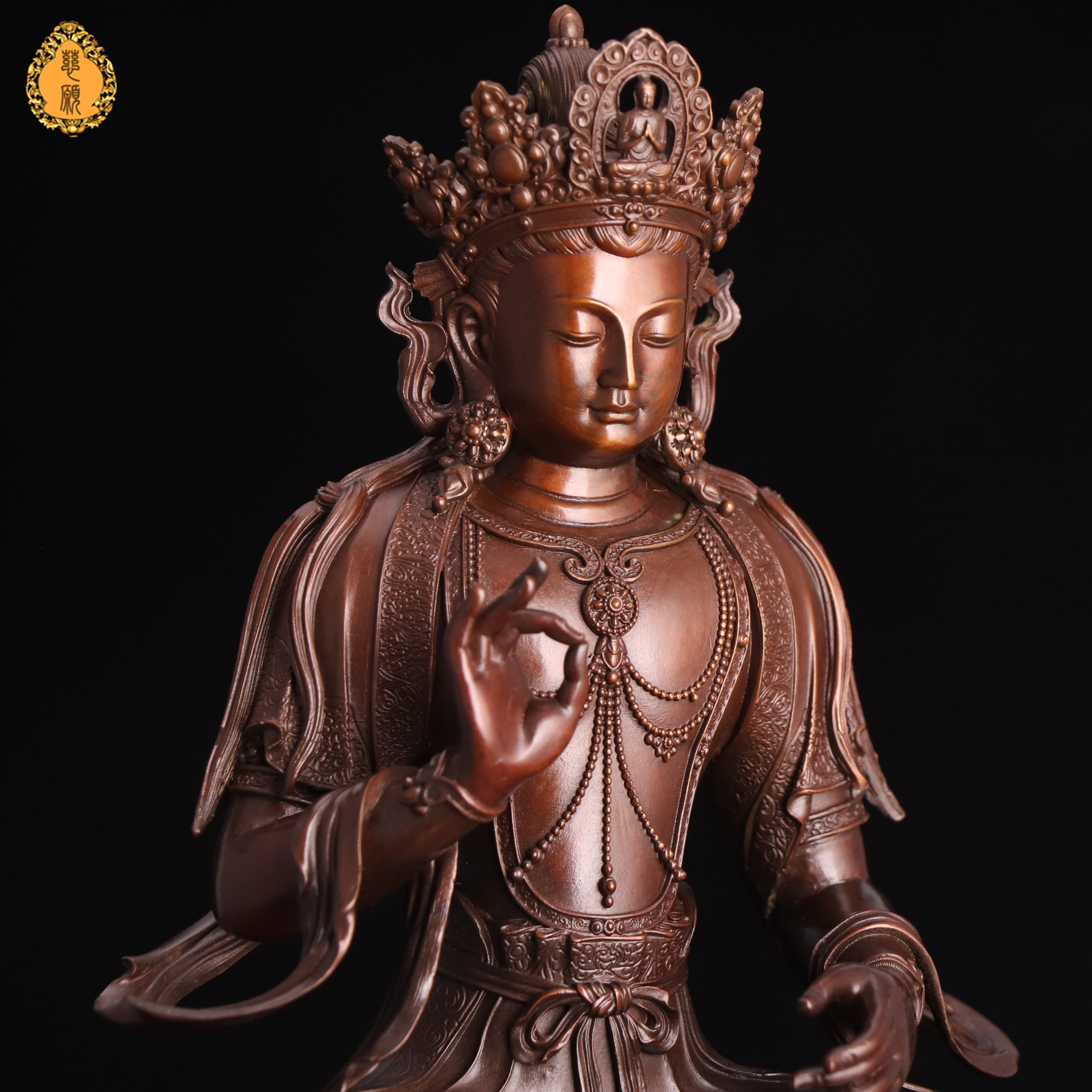 纯铜自在观音家居佛像摆件