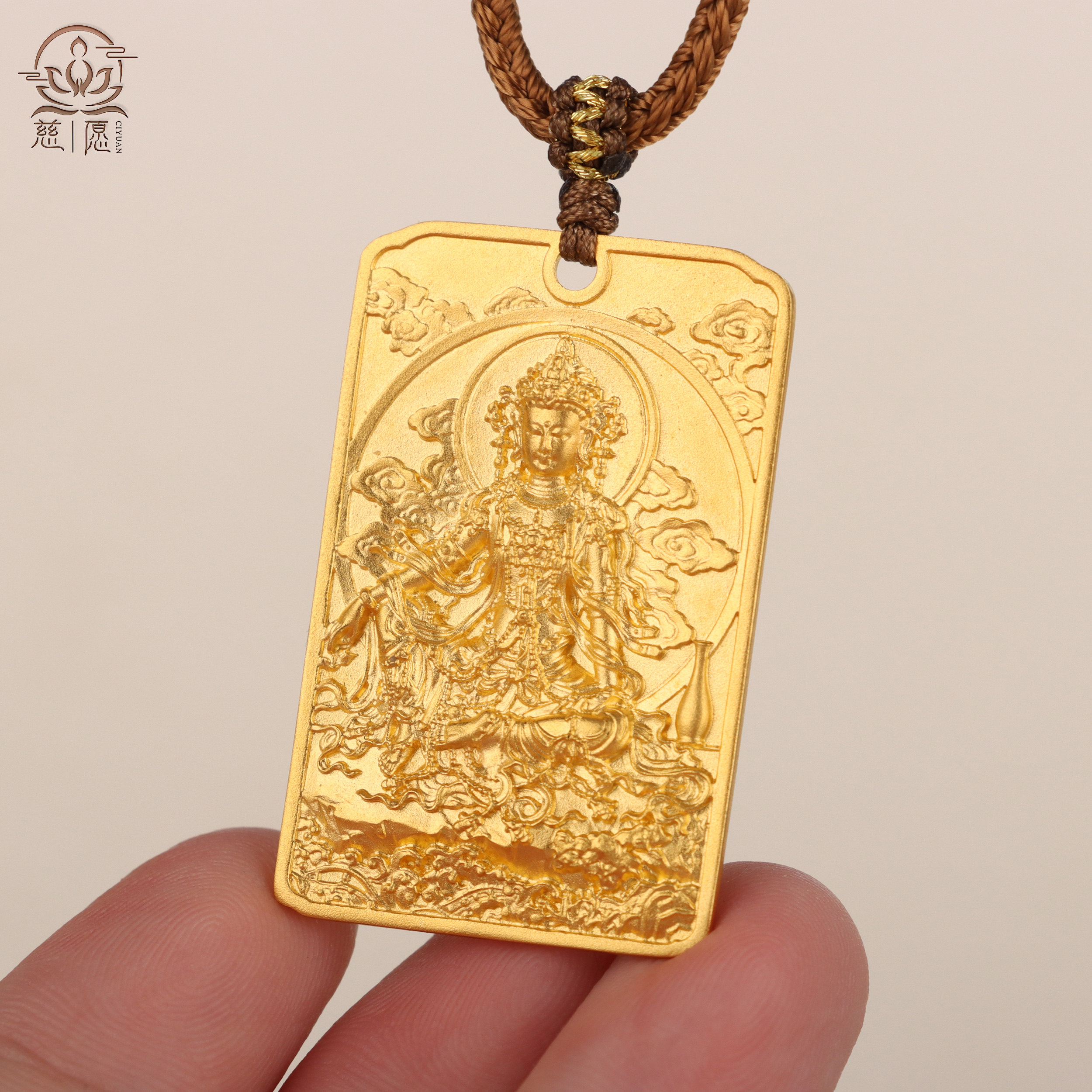 纯金千手观音佛像吊坠挂坠项链足金饰品风擦擦挂坠佛牌足金吊坠