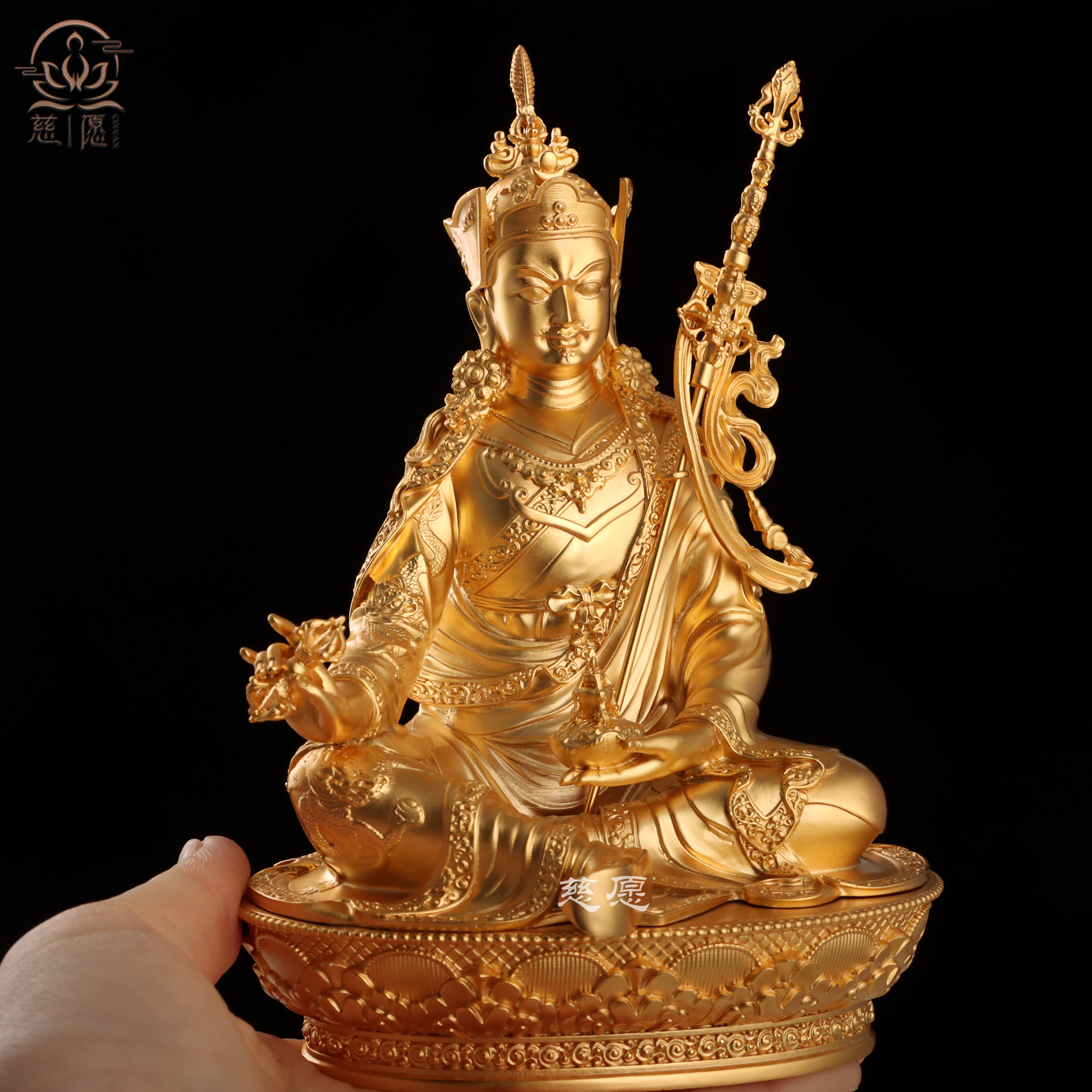 纯铜莲花生大师佛像家居摆件莲师