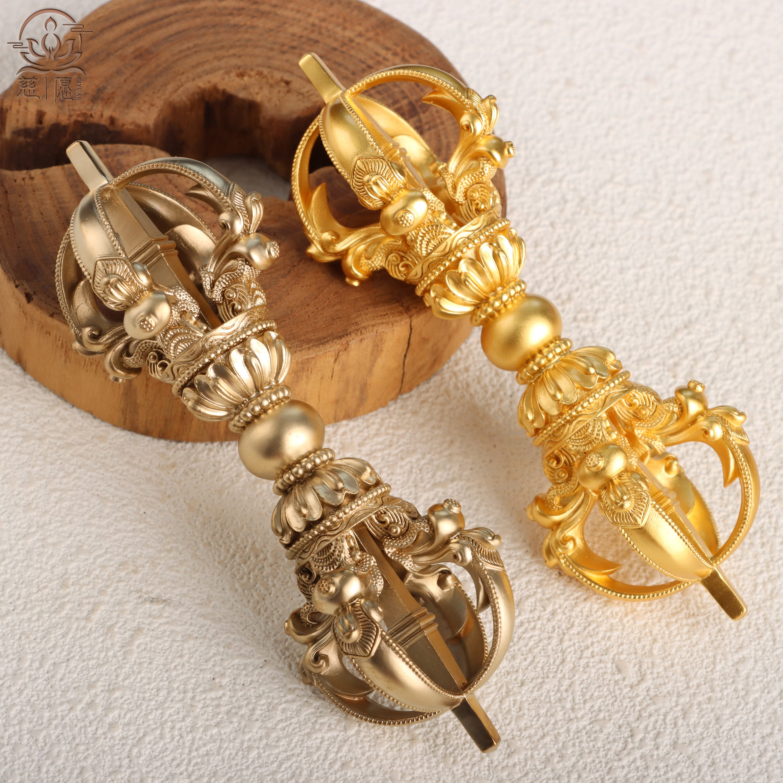 纯铜五股杵手把件金刚杵 把玩件精工黄铜收藏用品 新款上市 挂件