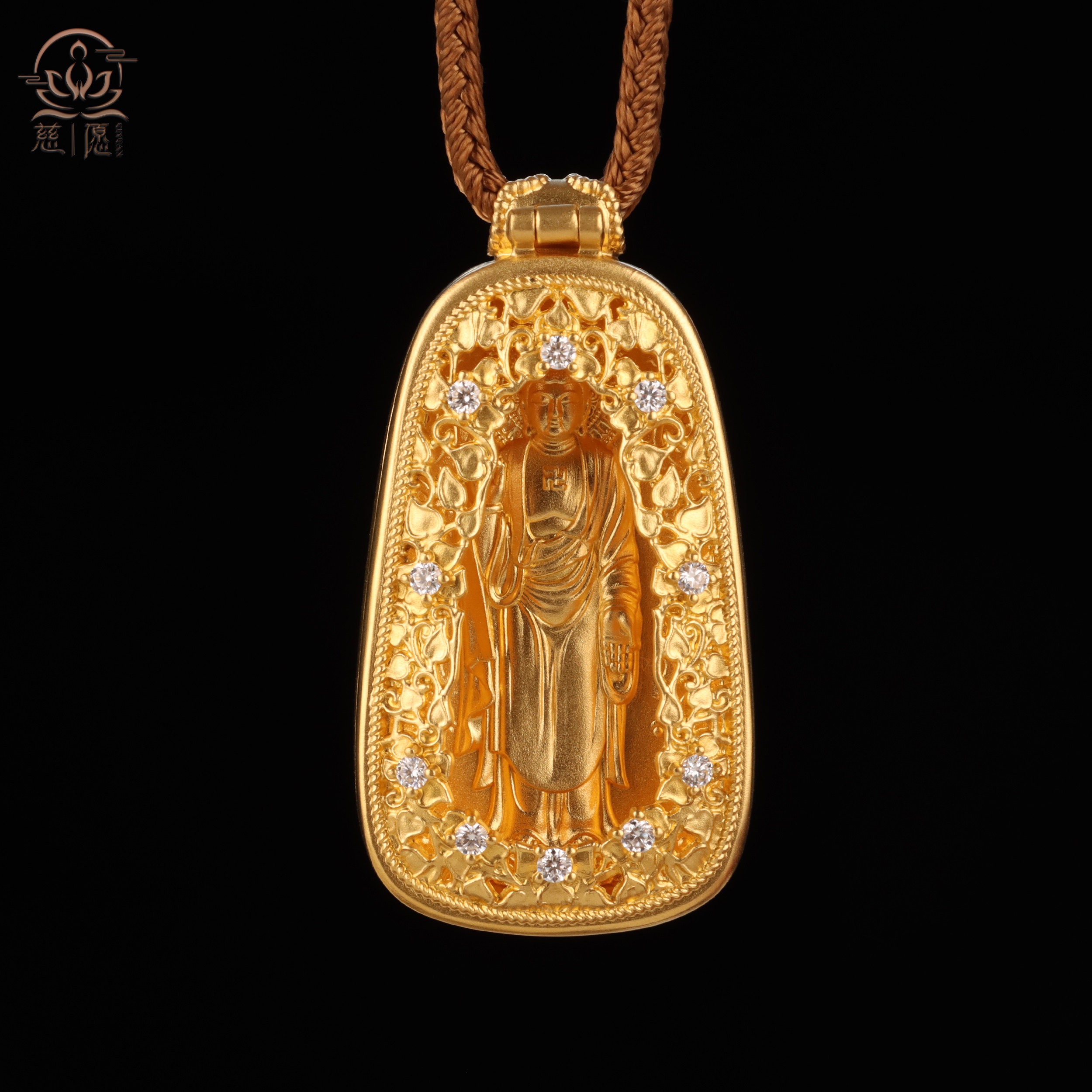 慈愿纯金黄金阿弥陀佛吊坠属狗生肖饰品项链挂坠