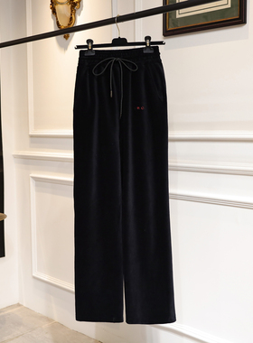 博主款PEACH IRO2026新款女装运动宽松直筒休闲卫裤黑色长裤