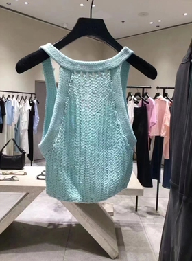 PEACH IRO2026新款钩织背心吊带挂脖镂空短款多巴胺法式轻奢女