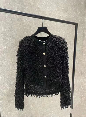 明星款PEACH IRO2026新款短款流苏小香风针织开衫外套上衣女