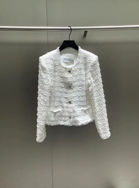 PEACH IRO2026新款外套小香风白色西装肌理感纱线chic