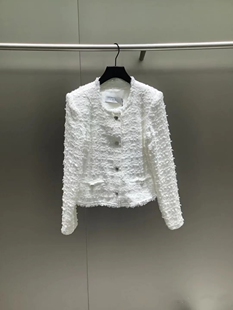 PEACH IRO2026新款外套小香风白色西装肌理感纱线chic