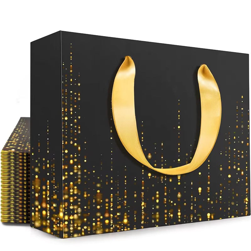 手提袋纸袋定制礼品袋高品质黑色奢华手提袋礼品纸袋带手柄包装袋
