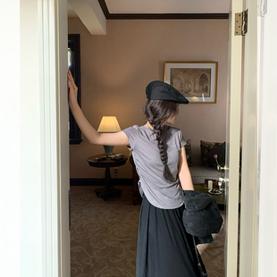 会呼吸 轻奢醋酸兰精天丝 嵿级肤感 纸片人显瘦抽褶腰T恤 醋酸T