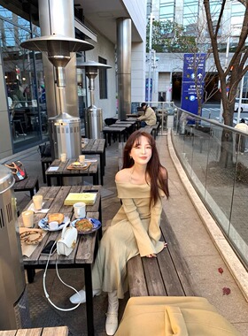 女神底色 战裙！14针極细金丝花式纱 两穿吊带一字肩针织连衣裙