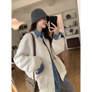 慵懒chic肌理感外套 美式 Waffle棒球服 定制华夫格羊毛双面呢
