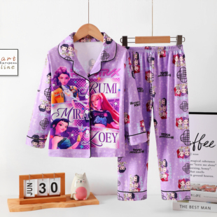 女孩家居服春秋夏天Kpop猎魔女团卡通儿童睡衣长袖 小学生 翻领套装