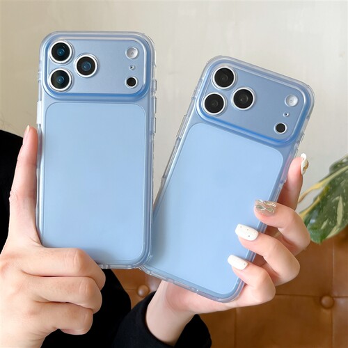 韩系ins简约半透蓝纯色适用苹果18promax手机壳16pro新款iphon17小众15pro少女心15硅胶14Pro防摔14磨砂硬壳