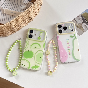 清新磨砂夏日水果半边梨子适用苹果17promax手机壳iphone16pro新款ip15pro带挂绳17pm双层精孔全包防摔保护套