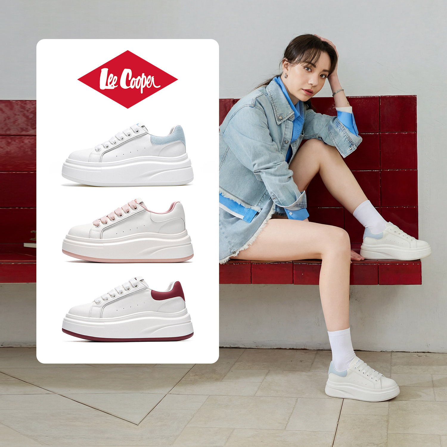 LeeCooper官方正品小白鞋休闲鞋