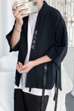CS11夏季大码宽松短袖道袍男休闲七分袖亚麻和服衬衫，男装衬衫，电商B369（原A024）
