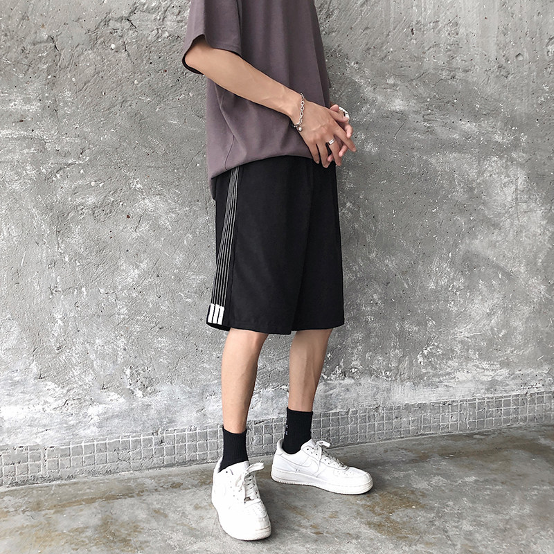 K709-P20夏季男士宽松侧边条纹五分裤港风休闲百搭沙滩裤,男装休闲裤,电商B369（原A024）