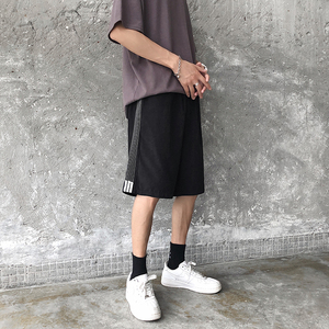 K709-P20   夏季男士宽松侧边条纹五分裤港风休闲百搭沙滩裤图片
