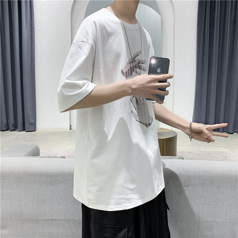 T102短句夏季男士个性印花短袖宽松休闲半袖T恤打底衫,男装T恤,电商B369（原A024）