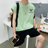 T815--P30夏季新款无袖背心男大码宽松潮流休闲印花t恤坎肩，男装背心/马甲，电商B369（原A024）