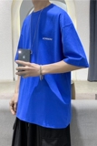T101夏季新款糖果色短袖T恤男宽松百搭休闲体恤蓝色，男装T恤，电商B369（原A024）