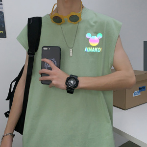 T815--P30 夏季新款无袖背心男大码宽松潮流休闲印花t恤坎肩图片
