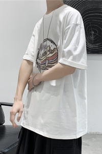 T104   短句夏季男士创意印花圆领短袖t恤宽松休闲半袖体恤图片