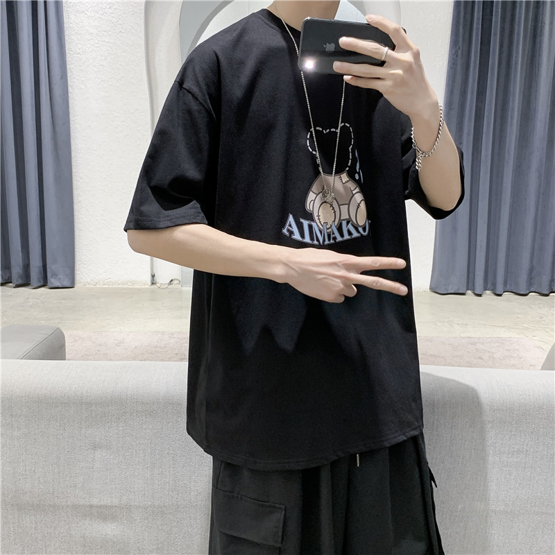 T109短句夏季男士印花短袖T恤宽松大码潮流半袖体恤,男装T恤,电商B369（原A024）