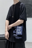 T107短句夏季新款潮流印花短袖男宽松帅气半袖打底衫，男装T恤，电商B369（原A024）