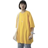 T100-P15夏季新款多色短袖T恤男女纯棉百搭半袖打底衫黄色，男装T恤，电商B369（原A024）