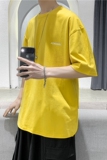 T101夏季男士潮流印花短袖T恤宽松休闲半袖上衣黄色，男装T恤，电商B369（原A024）