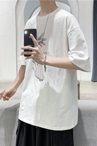 T102    短句 夏季男士个性印花短袖宽松休闲半袖T恤打底衫图片