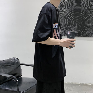 T108  短句  夏季男士个性印花圆领短袖T恤休闲纯棉体恤图片