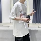 T108短句夏季新款圆领印花短袖T恤男宽松潮流打底衫，男装T恤，电商B369（原A024）
