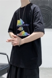 T106-P25短句夏季新款潮流印花T恤男宽松休闲半袖打底衫，男装T恤，电商B369（原A024）