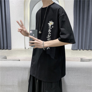 T111  短句   夏季新款潮流印花短袖男士休闲百搭半袖体恤图片