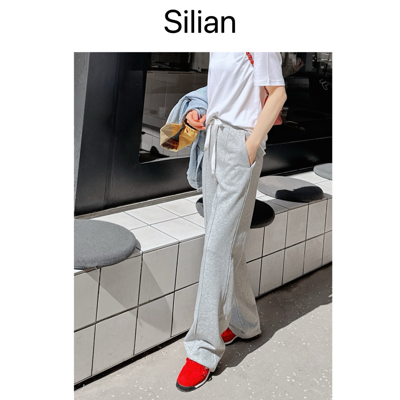 极简高级风｜26春夏Silian｜垂感显瘦浅灰色卫裤｜微喇长裤女
