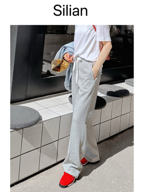 极简高级风｜26春夏Silian｜垂感显瘦浅灰色卫裤｜微喇长裤女