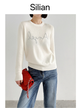 氛围感｜羊绒羊毛｜基本版型圆领｜立体字母Logo宽松天使毛衣