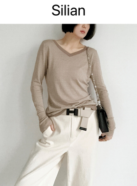进店B买· Silian|基础·舒适感｜V领·条纹｜春夏真丝棉长袖针织