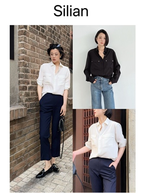 奢美质感VALENTIN*｜厚实紧密强捻真丝双绉｜经典双口袋真丝衬衫