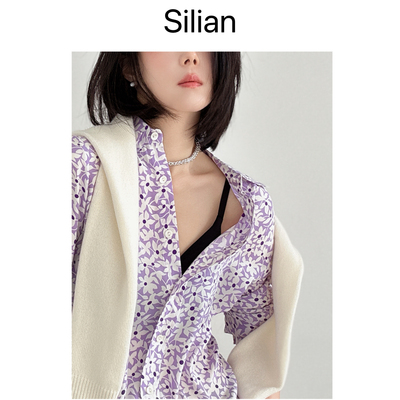 Silian｜意大利专柜｜经典合身版型｜客供真丝云柔桑蚕丝碎花衬衫