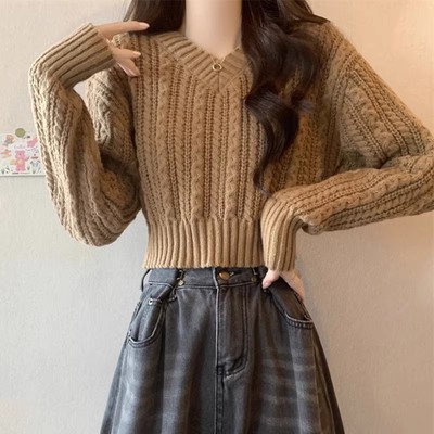 短款毛衣打底衫女秋装2025新款高腰内搭毛衣小个子高级感穿搭上衣