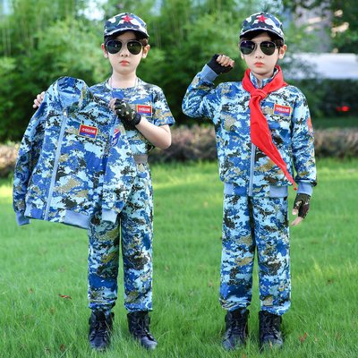 儿童迷彩服套装纯棉军人装军训服